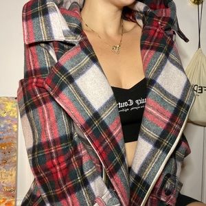 Plaid wool coat